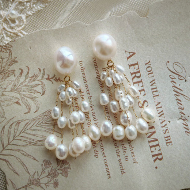 ethereal pearl and silver whispers earrings