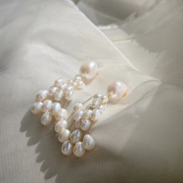 ethereal pearl and silver whispers earrings
