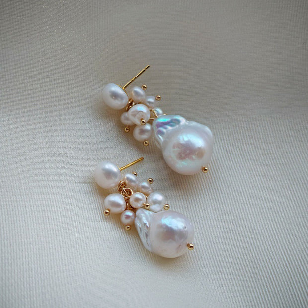 handmade original natural pearl earrings