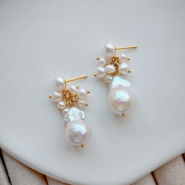 handmade original natural pearl earrings