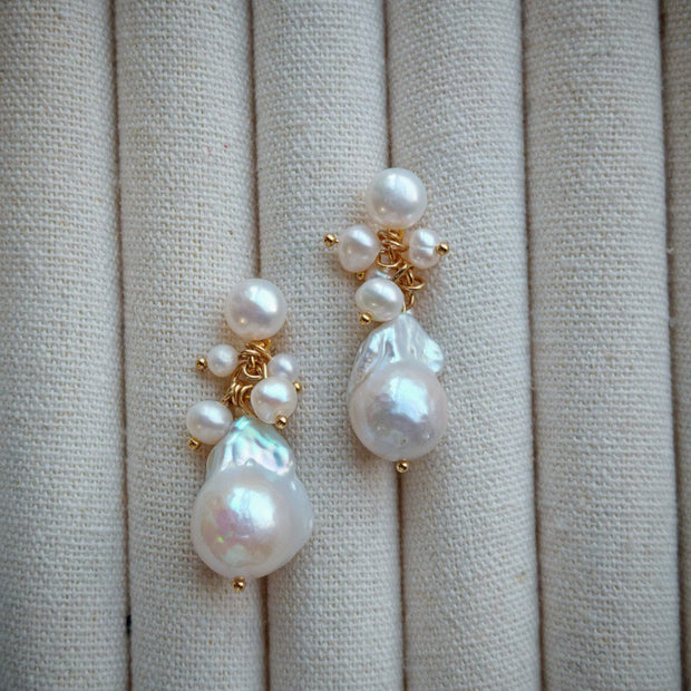 handmade original natural pearl earrings