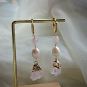 handmade baroque pearl & natural gemstones earrings