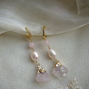 handmade baroque pearl & natural gemstones earrings