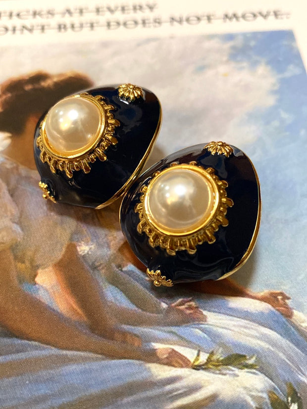 "Original" heavy enamel glaze vintage earrings