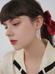 french long tassel earrings vintage pearl earrings