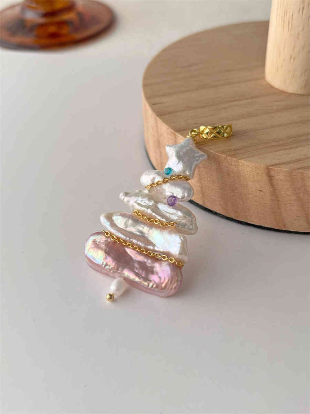 “Sparkling Christmas Tree” baroque pearl pendant