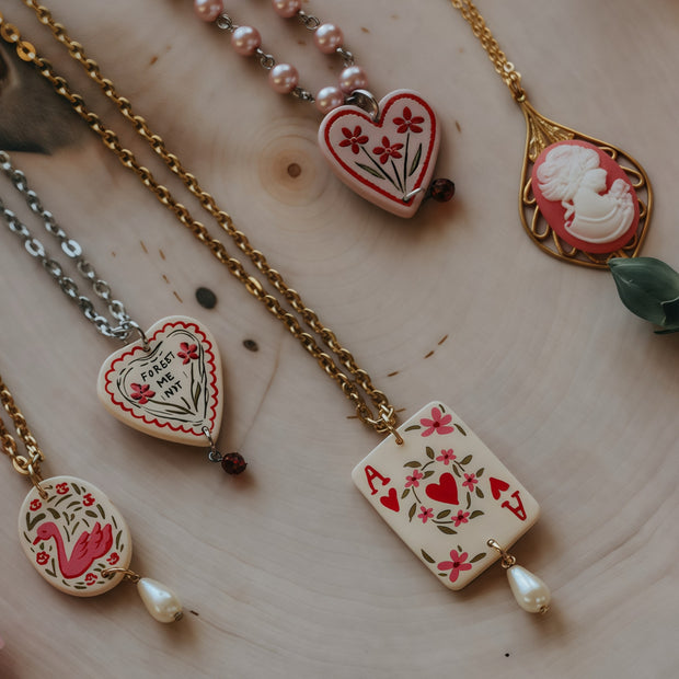 heart print pendants