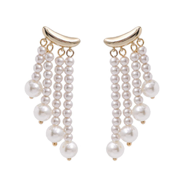 french long tassel earrings vintage pearl earrings