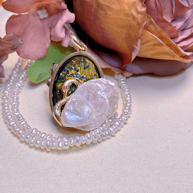 "Swan Dance" baroque pearl pendant