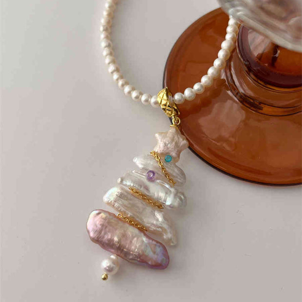 “Sparkling Christmas Tree” baroque pearl pendant
