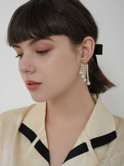 french long tassel earrings vintage pearl earrings