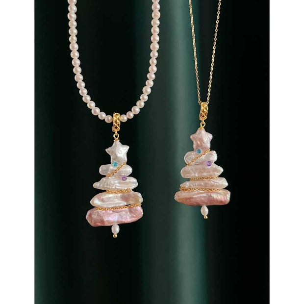 “Sparkling Christmas Tree” baroque pearl pendant