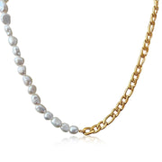 baroque freshwater pearl curb chain necklace