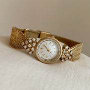 Royal-style Diamond-encrusted Round Dial Gold Watch