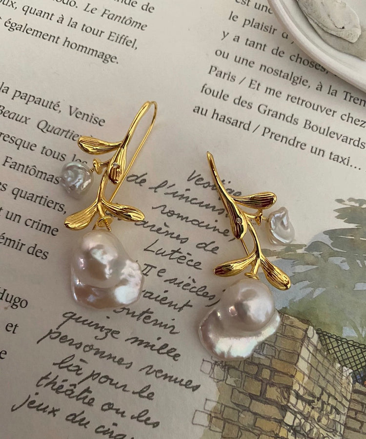 "Gorgeous Rose" baroque pearl earrings
