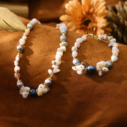 Woven Bud Pink Opal Natural Freshwater Pearl Necklace