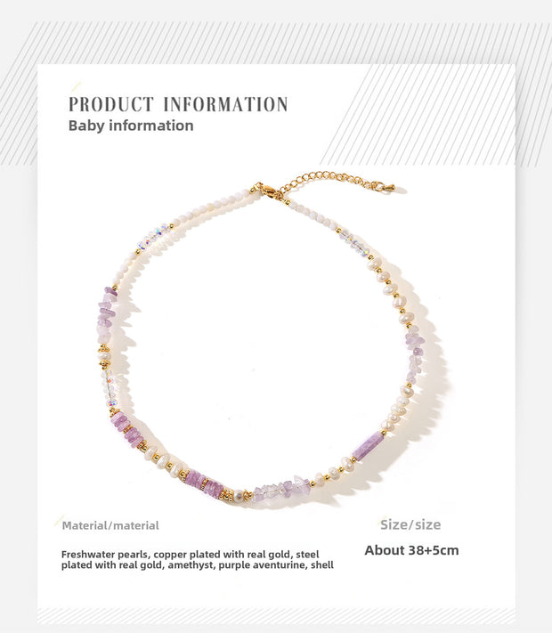 Amethyst Shell Purple Aventurine Baroque Pearl Necklace