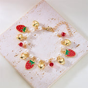 Cute Wild Summer Cherry Love Strawberry Pearl Crystal Bracelet