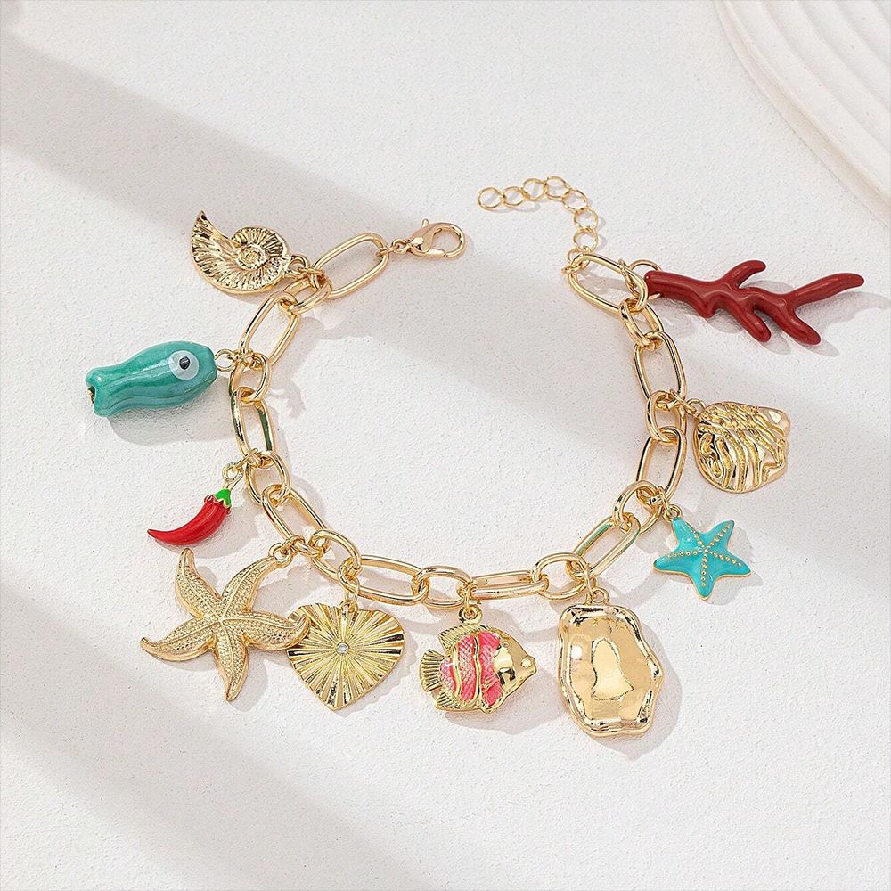 handmade starfish shell beaded summer beach ocean bracelet