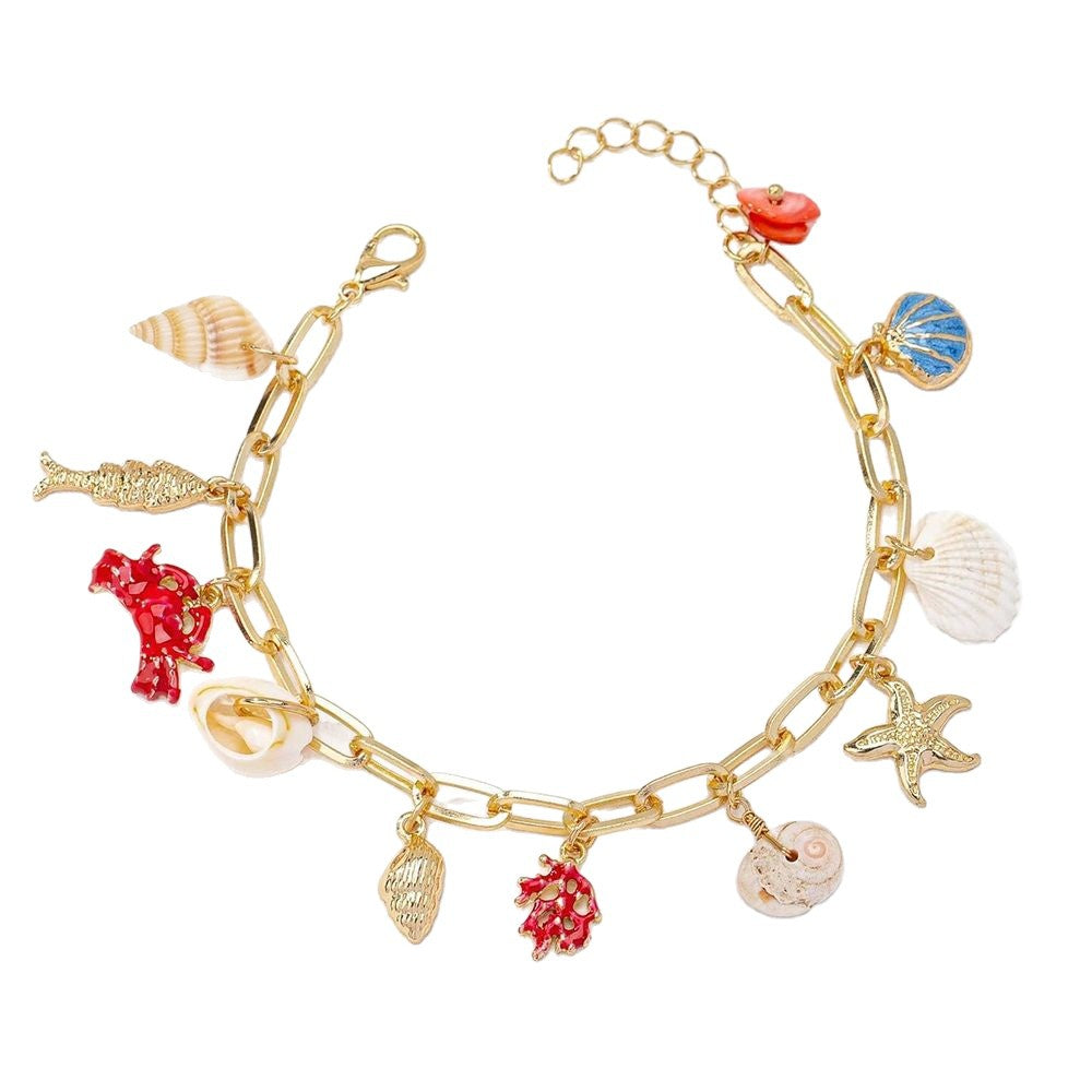 handmade starfish shell beaded summer beach ocean bracelet