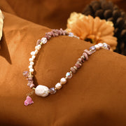 Original Baroque Rose Stone Freshwater Pearl Necklace