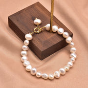 Natural Baroque Pearl Blue Crystal Bracelet