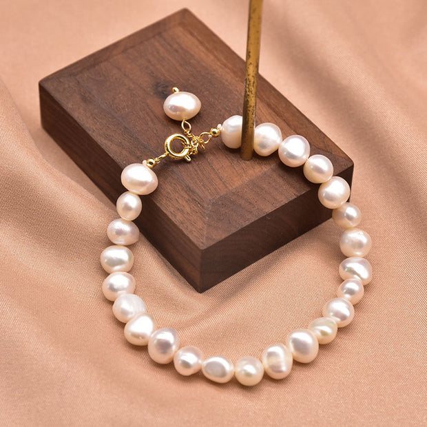 Natural Baroque Pearl Blue Crystal Bracelet