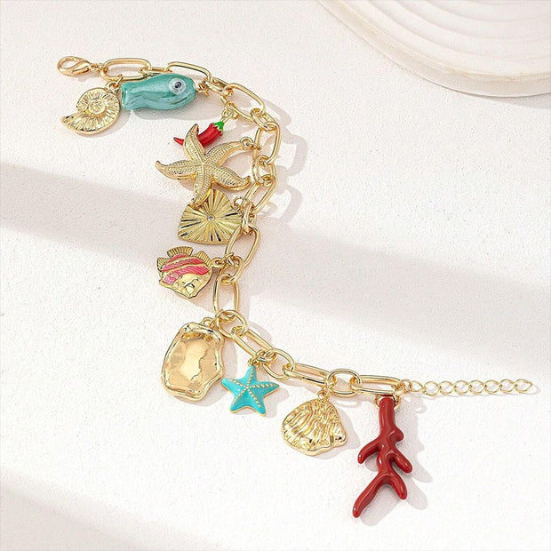 Starfish Shell Beaded Summer Beach Ocean Bracelet