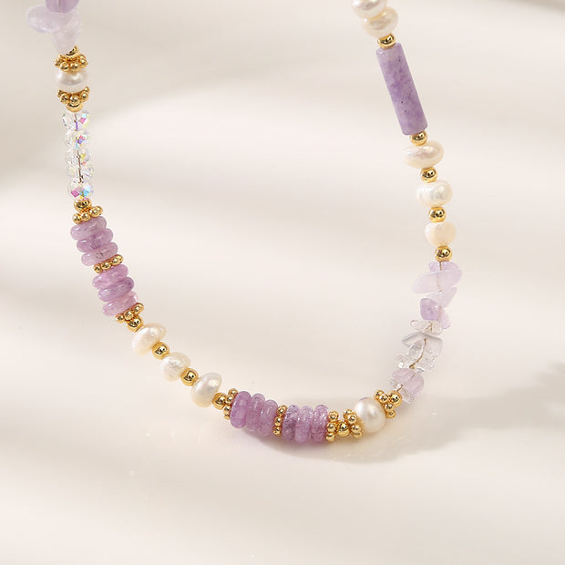 Amethyst Shell Purple Aventurine Baroque Pearl Necklace