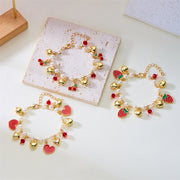 Cute Wild Summer Cherry Love Strawberry Pearl Crystal Bracelet