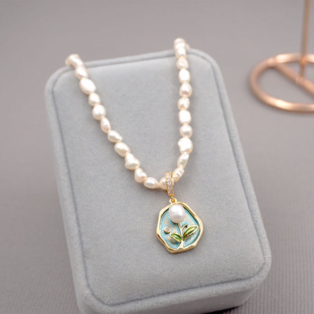 French Style Monet Oil Painting Necklace