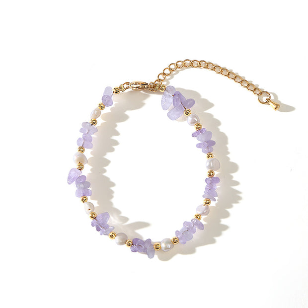 Amethyst Crushed Stone Baroque Natural Pearl Necklace
