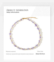 Amethyst Crushed Stone Baroque Natural Pearl Necklace