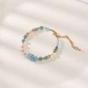 Aquamarine Blue Crystal Baroque Freshwater Pearl Necklace