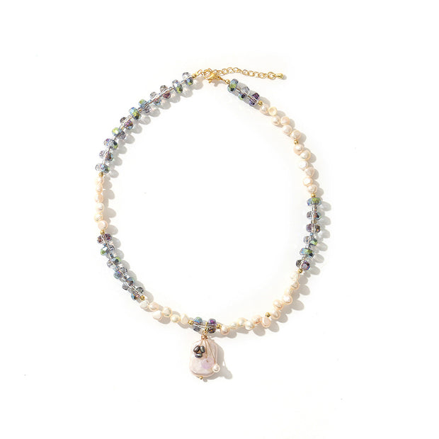 Original Baroque Green Crystal Freshwater Pearl Necklace