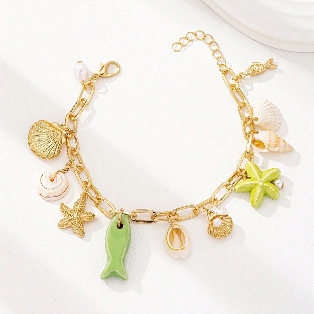 handmade starfish shell beaded summer beach ocean bracelet