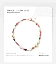 Original Rose Stone Baroque Freshwater Pearl Necklace
