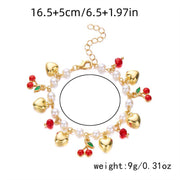 Cute Wild Summer Cherry Love Strawberry Pearl Crystal Bracelet
