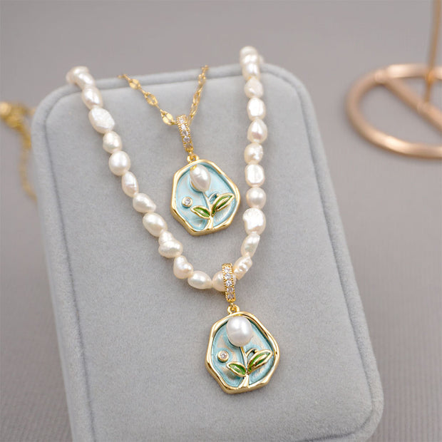 French Style Monet Oil Painting Necklace