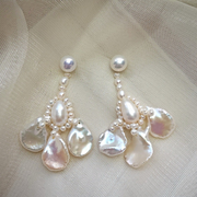 handmade original natural baroque pearl silver earrings