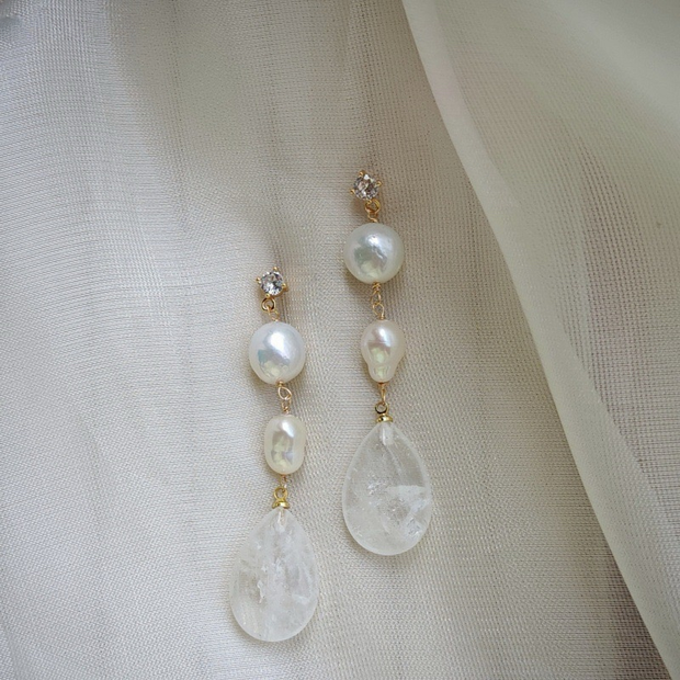 handmade natural baroque pearl sterling silver earrings