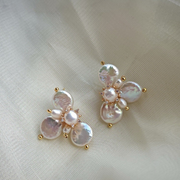 one-of-a-kind baroque pearl flower earrings