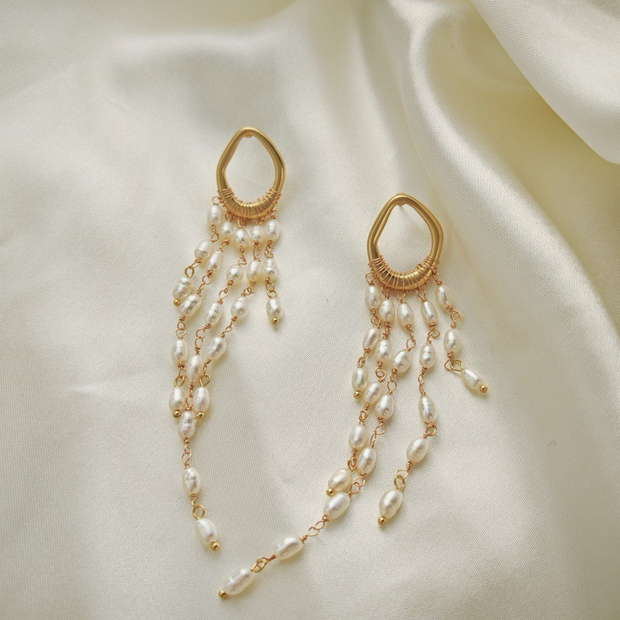 handcrafted sterling silver & natural pearl earrings