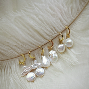 handmade baroque pearl simple earrings