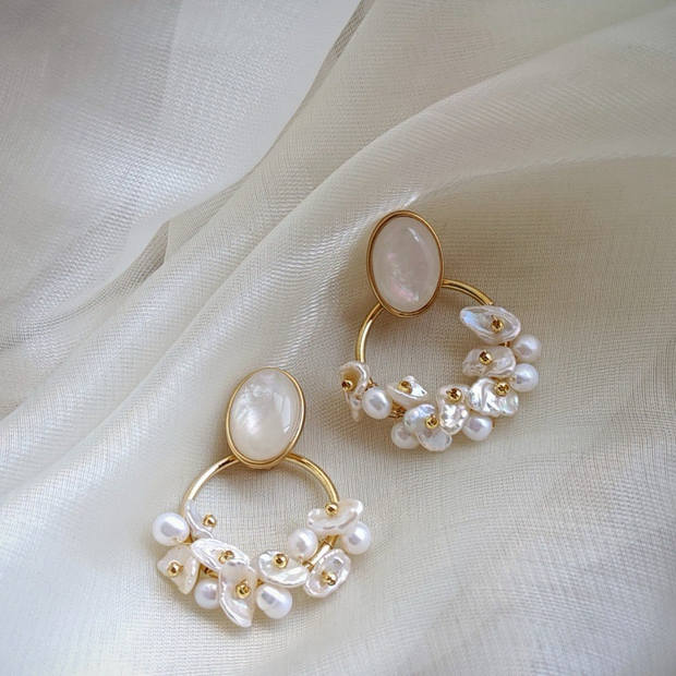handmade romantic baroque pearl earrings