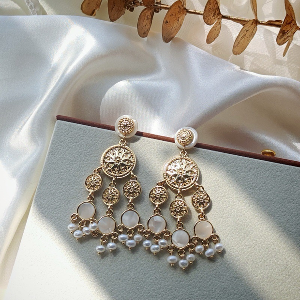 handmade retro baroque pearl earrings