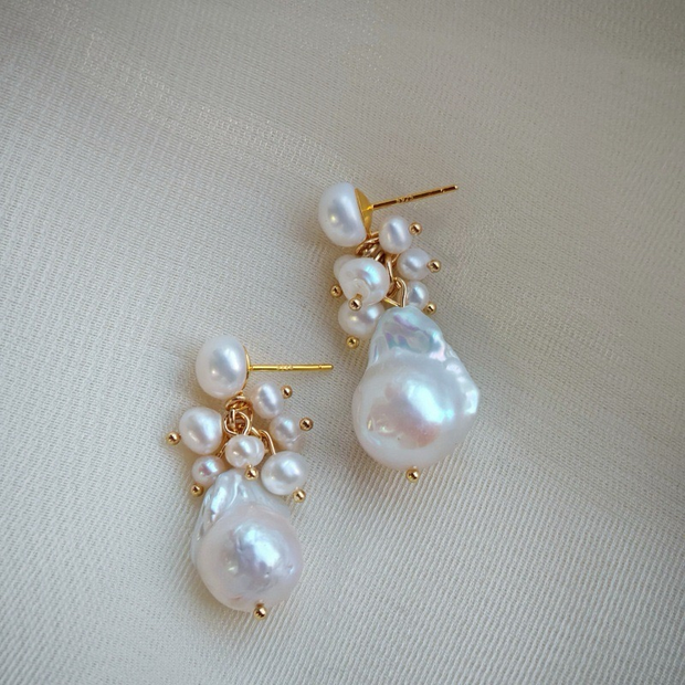 handmade original natural pearl earrings