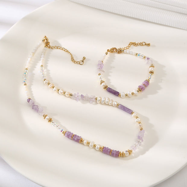 Amethyst Shell Purple Aventurine Baroque Pearl Necklace