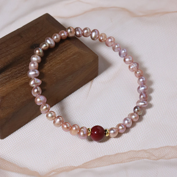Natural Baroque Pearl Blue Crystal Bracelet