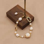 Natural Baroque Pearl Blue Crystal Bracelet
